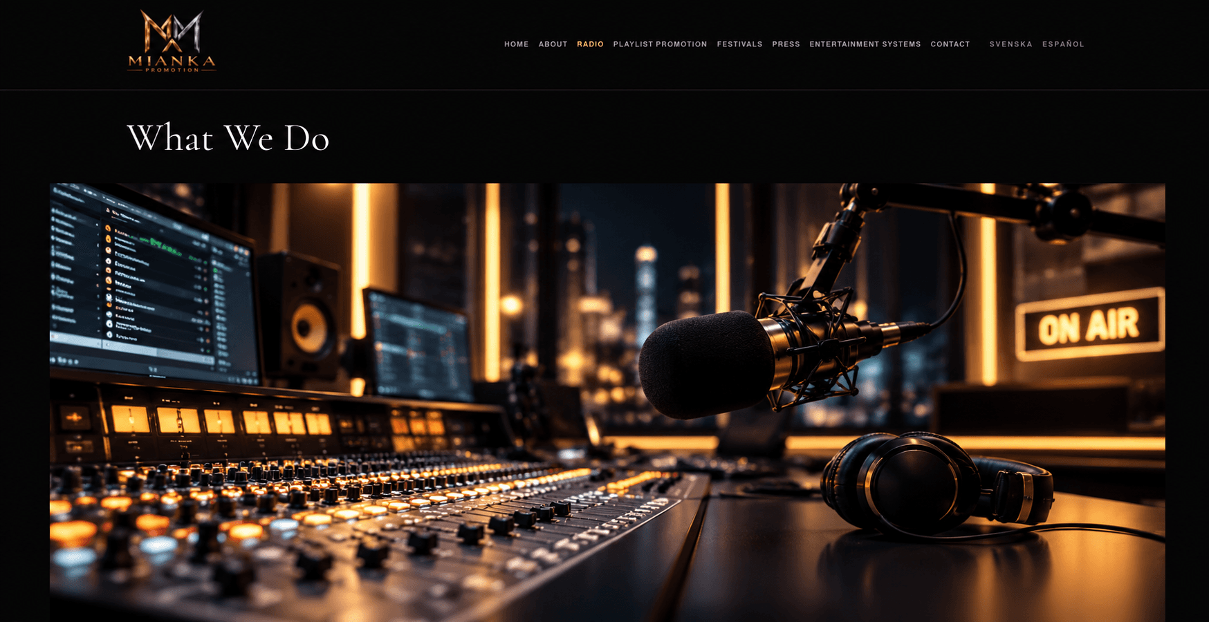 Professional radio broadcast studio